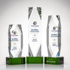 Atkinson Full Color on Base Green Towers Crystal Trophy - Crystal Trophies