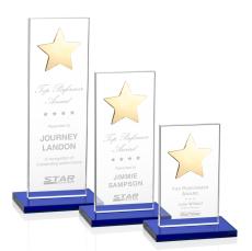 Zuniga Star Blue/Gold Rectangle Crystal Trophy - Trophies