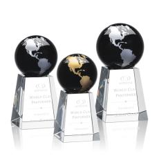 Krause Black/Gold Globe Crystal Trophy - Crystal Trophies