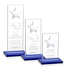 Zuniga Star Blue/Silver Rectangle Crystal Trophy - Trophies