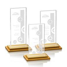 Carlton Amber Rectangle Crystal Trophy - Crystal Trophies