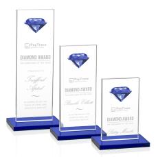 Guerrero Diamond Sapphire Rectangle Crystal Trophy - Diamond Trophies
