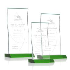 McClure Green Rectangle Crystal Trophy - Crystal Trophies