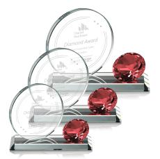 Winters Diamond Ruby Circle Crystal Trophy - Diamond Trophies