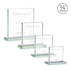 Landers Jade Square / Cube Glass Trophy - Employee Awards