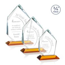 Boone Ice Peak Amber Crystal Trophy - Crystal Trophies