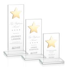 Zuniga Star Clear/Gold Rectangle Crystal Trophy - Trophies