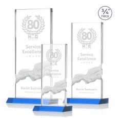 Rubin Sky Blue Rectangle Crystal Trophy - Crystal Trophies
