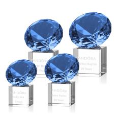 Diamond on Cube Sapphire Crystal Trophy - Crystal Trophies
