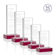 Barlow Red Rectangle Crystal Trophy - Crystal Trophies