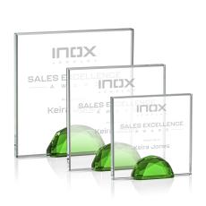 Pruitt Green Square / Cube Crystal Trophy - Diamond Trophies