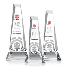 Hankins Obelisk Full Color on Base Clear Towers Crystal Trophy - Crystal Trophies