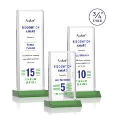 Stubbs Full Color Green Rectangle Crystal Trophy - Custom Trophies