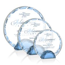 Duffy Full Color Sky Blue Circle Crystal Trophy - Custom Trophies