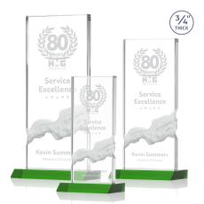 Rubin Green Rectangle Crystal Trophy - Crystal Trophies