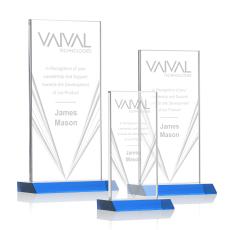 Henley Liquid  Sky Blue Rectangle Crystal Trophy - Crystal Trophies