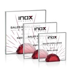 Pruitt Full Color Red Square / Cube Crystal Trophy - Diamond Trophies