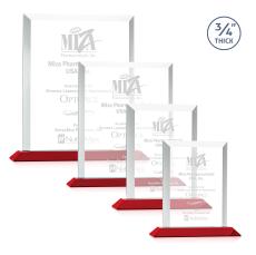 Hinton Red Rectangle Crystal Trophy - Crystal Trophies