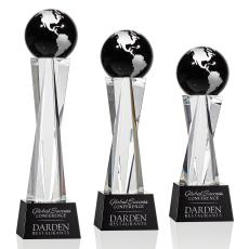 Branch Black/Silver Globe Crystal Trophy - Crystal Globe Awards