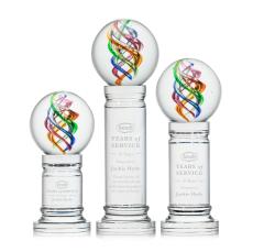 Blackburn Globe on Crystal Pedestal Base Glass Trophy - Art Glass Trophies