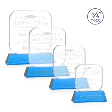 App on Helton Sky Blue Square / Cube Crystal Trophy - Crystal Trophies