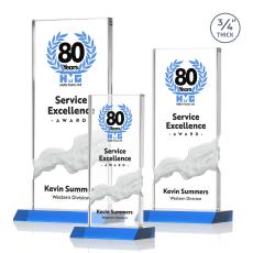 Rubin Full Color Sky Blue Rectangle Crystal Trophy - Custom Trophies