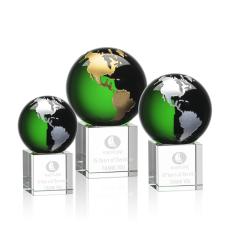 Petty Green/Gold Globe Crystal Trophy - Crystal Trophies