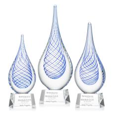 Striation on Small Crystal Base Clear Tear Drop Glass Trophy - Art Glass Trophies