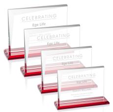 Leyva Red Rectangle Crystal Trophy - Crystal Trophies