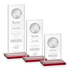 Shelton Globe Red Rectangle Crystal Trophy - Crystal Globe Awards