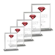 Latham Diamond Ruby Rectangle Crystal Trophy - Crystal Trophies