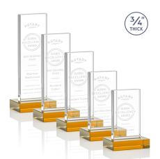 Barlow Amber Rectangle Crystal Trophy - Crystal Trophies