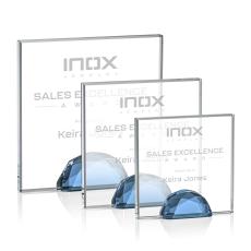Pruitt Sky Blue Square / Cube Crystal Trophy - Crystal Trophies