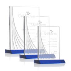 Goldstein Liquid  Blue Rectangle Crystal Trophy - Crystal Trophies