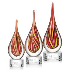 Pierc Tear Drop on Clear Base Glass Trophy - Glass Trophies