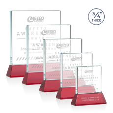 Landers on Helton Red Square / Cube Crystal Trophy - Crystal Trophies