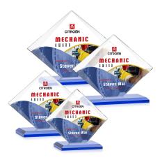 Latham Full Color Blue Crystal Trophy - Crystal Trophies