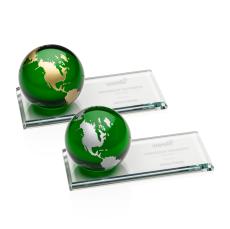 Dougherty Green Globe Crystal Trophy - Crystal Globe Awards