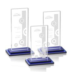Carlton Blue Rectangle Crystal Trophy - Crystal Trophies