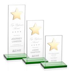Zuniga Star Green/Gold Rectangle Crystal Trophy - Trophies