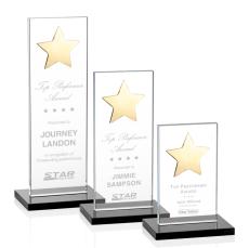 Zuniga Star Black/Gold Rectangle Crystal Trophy - Trophies