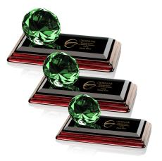 Diamond on Wood Emerald Crystal Trophy - Crystal Trophies