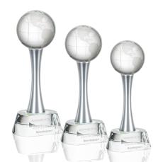 Metal Pedestal Clear Globe Crystal Trophy - Crystal Globe Awards