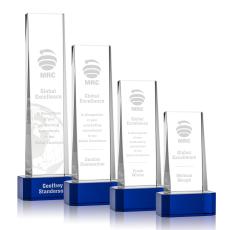 Kirkpatrick on Base Blue Towers Crystal Trophy - Crystal Trophies