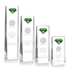 Stone Diamond Emerald Towers Crystal Trophy - Crystal Trophies