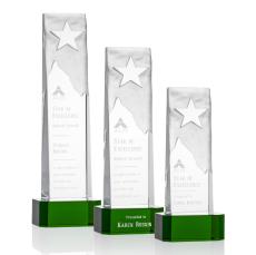 Hinson Star on Base Green Rectangle Crystal Trophy - Trophies
