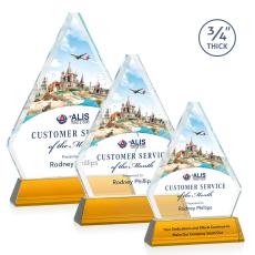 Mayer Full Color on Helton Amber Crystal Trophy - Custom Trophies