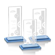 Carlton Sky Blue Rectangle Crystal Trophy - Crystal Trophies