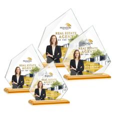 Hoang Full Color Amber Peaks Crystal Trophy - Custom Trophies