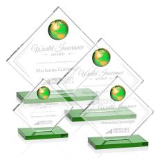 Buckley Globe Green/Gold Crystal Trophy - Crystal Globe Awards